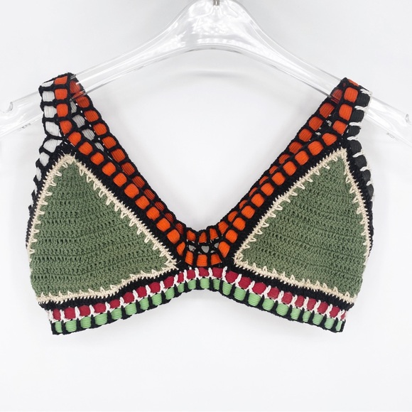 BEACH JOY | Boho Crochet Triangle Bikini Top Swimsuit in Green | S - Picture 8 of 8